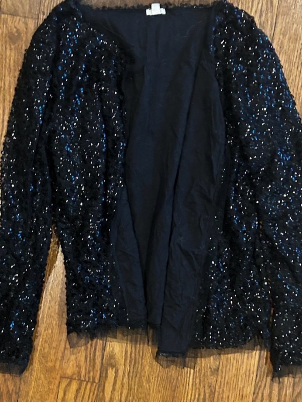 J. Crew Black Sequin Open-Front Blazer
